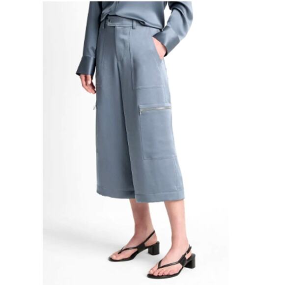 Vince Women's Lake Stone Low-Rise Satin Parachute Crop Pants Size 12 - Picture 10 of 11